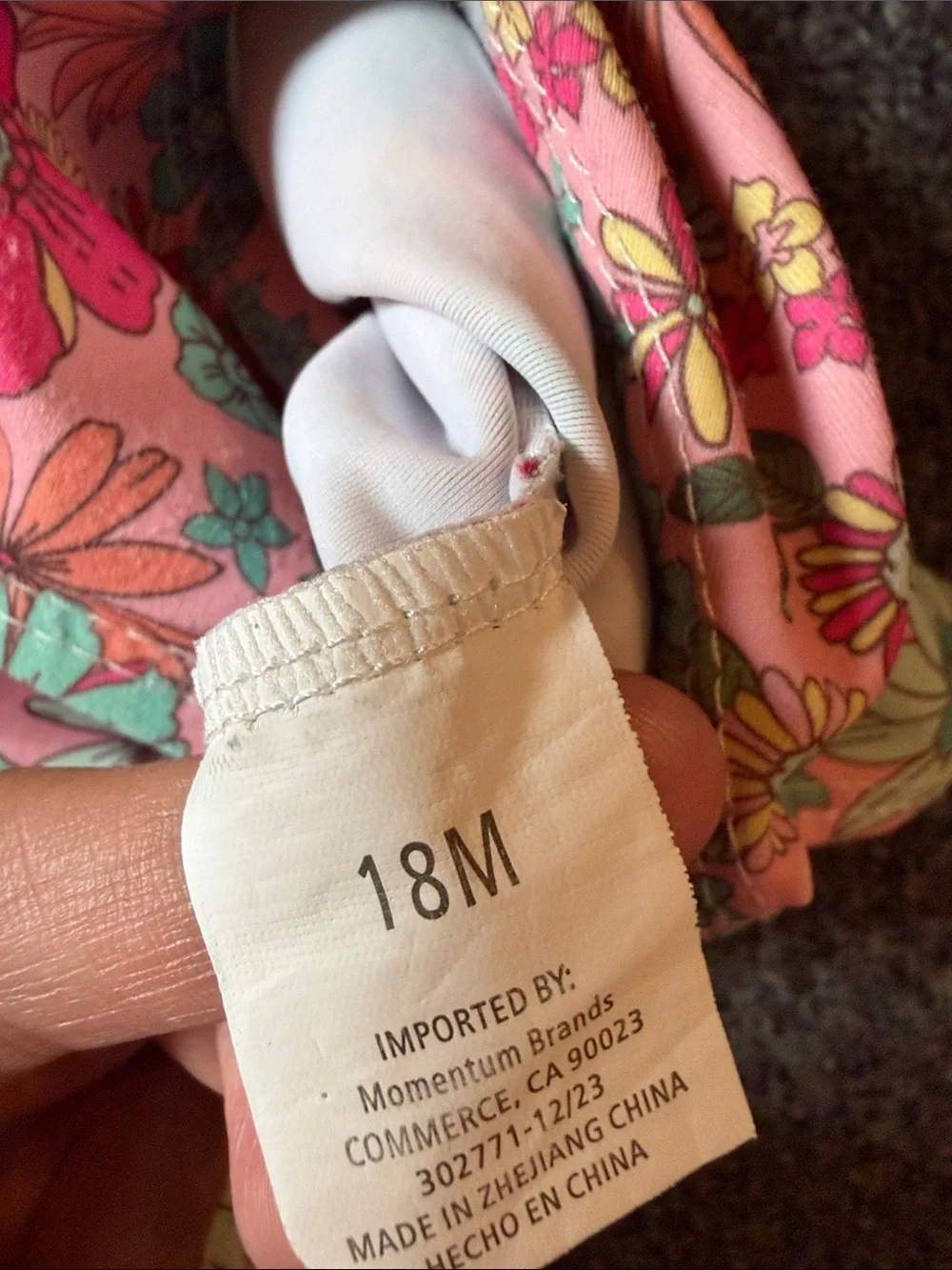 Kids Floral Long-Sleeve Rash Guard Swimsuit - Pink/Mint size 18 months